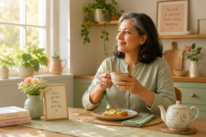 Person having breakfast before a blood test, appearing relaxed and prepared.